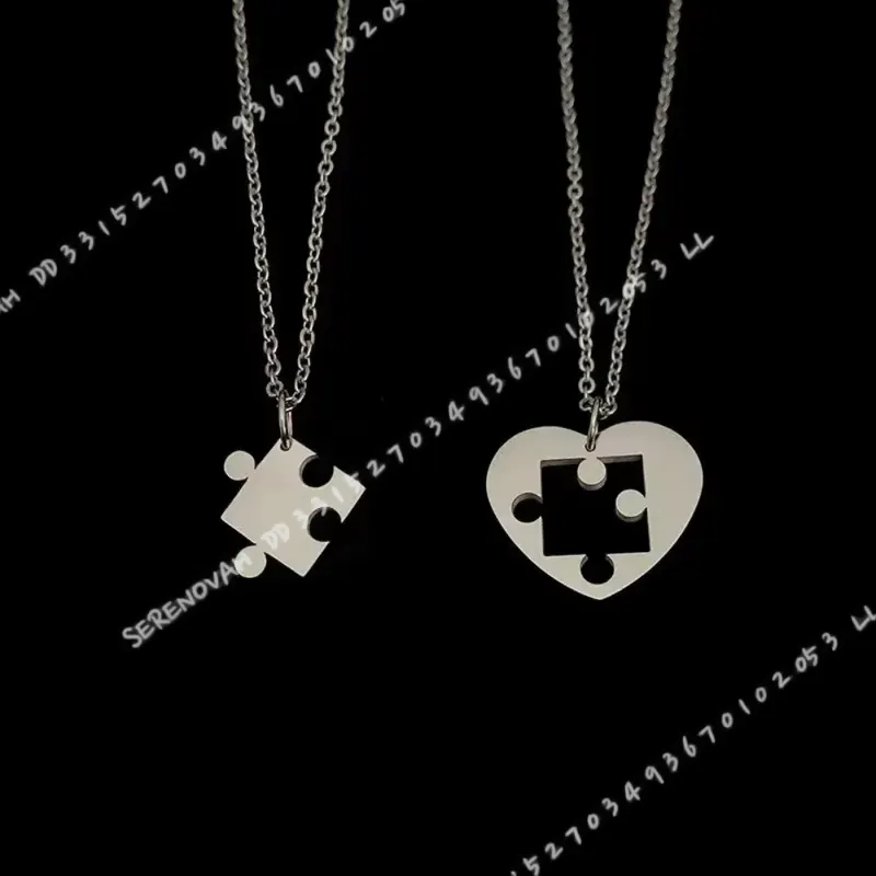 Magnetic Couple Matching Necklaces - 2 Parçalı Set Basit Bulmaca Kalp