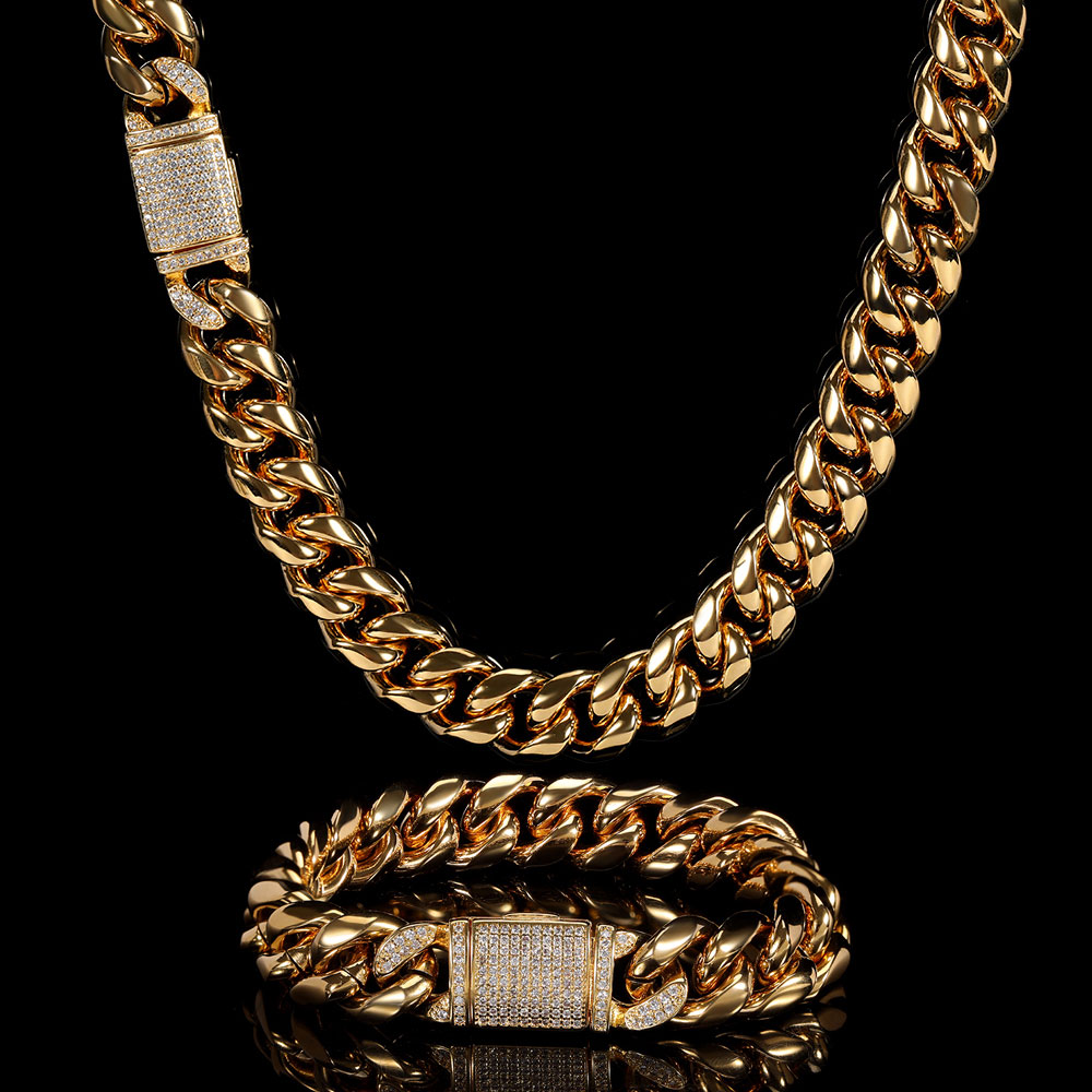 Cuban Link Chain 12Mm - 12mm Miami erkek küba Link zinciri