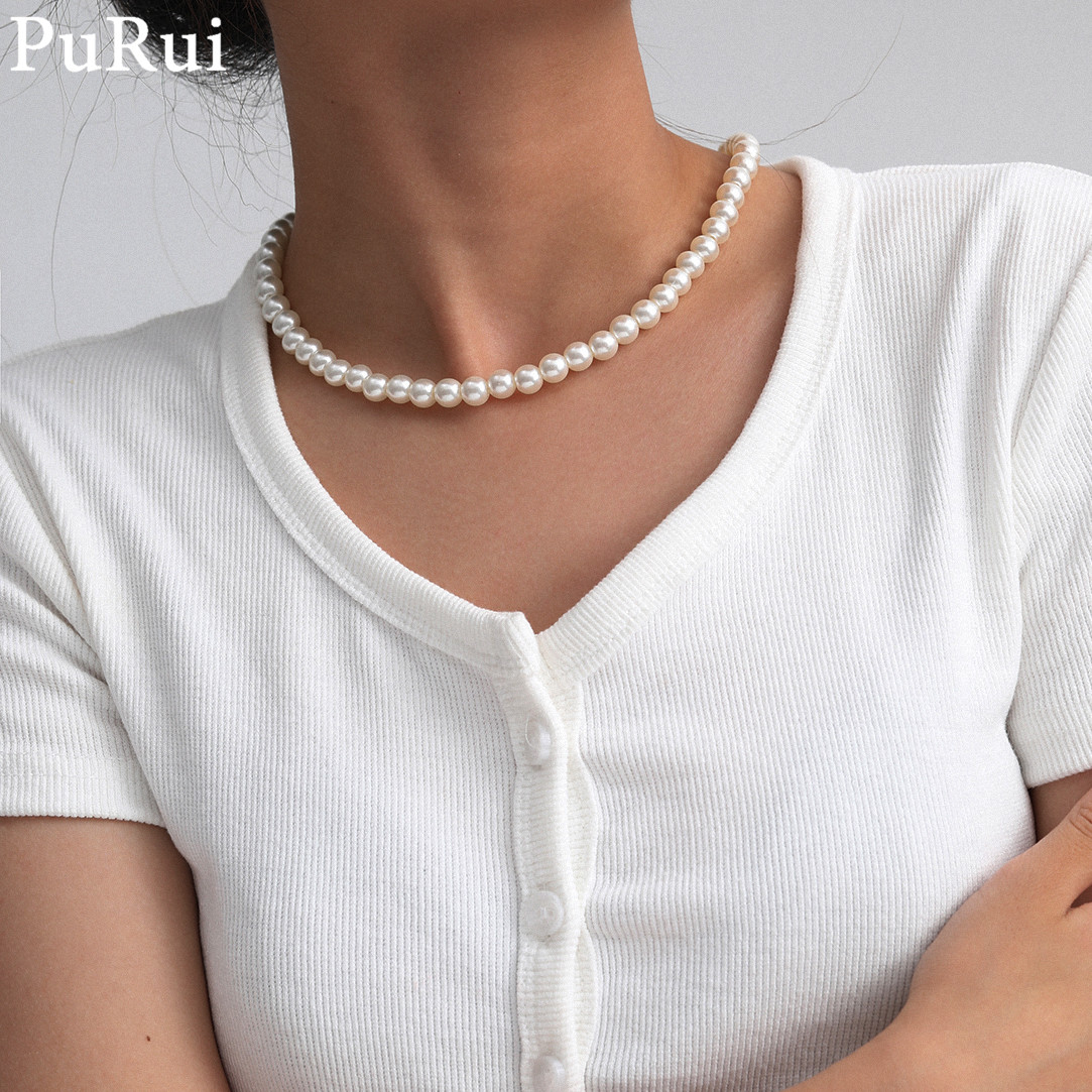 Pearl Choker Necklace Vintage - Kadınlar için Minimalist taklit inci gerdanlık