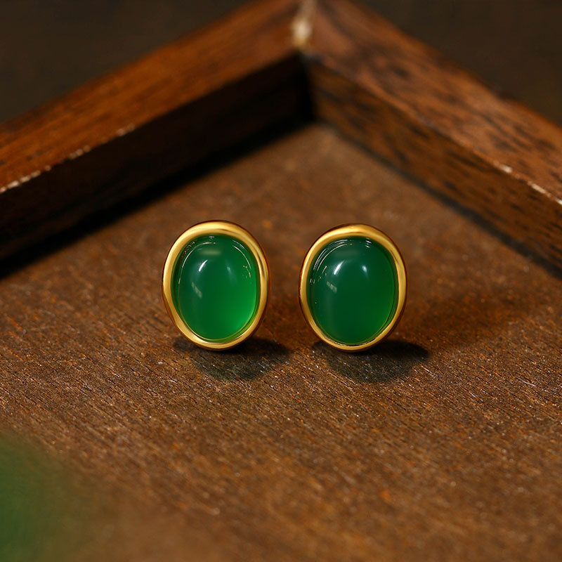 Earrings - Yeşil Doğal Yeşim Küpe Tılsımlar Kadınlar
