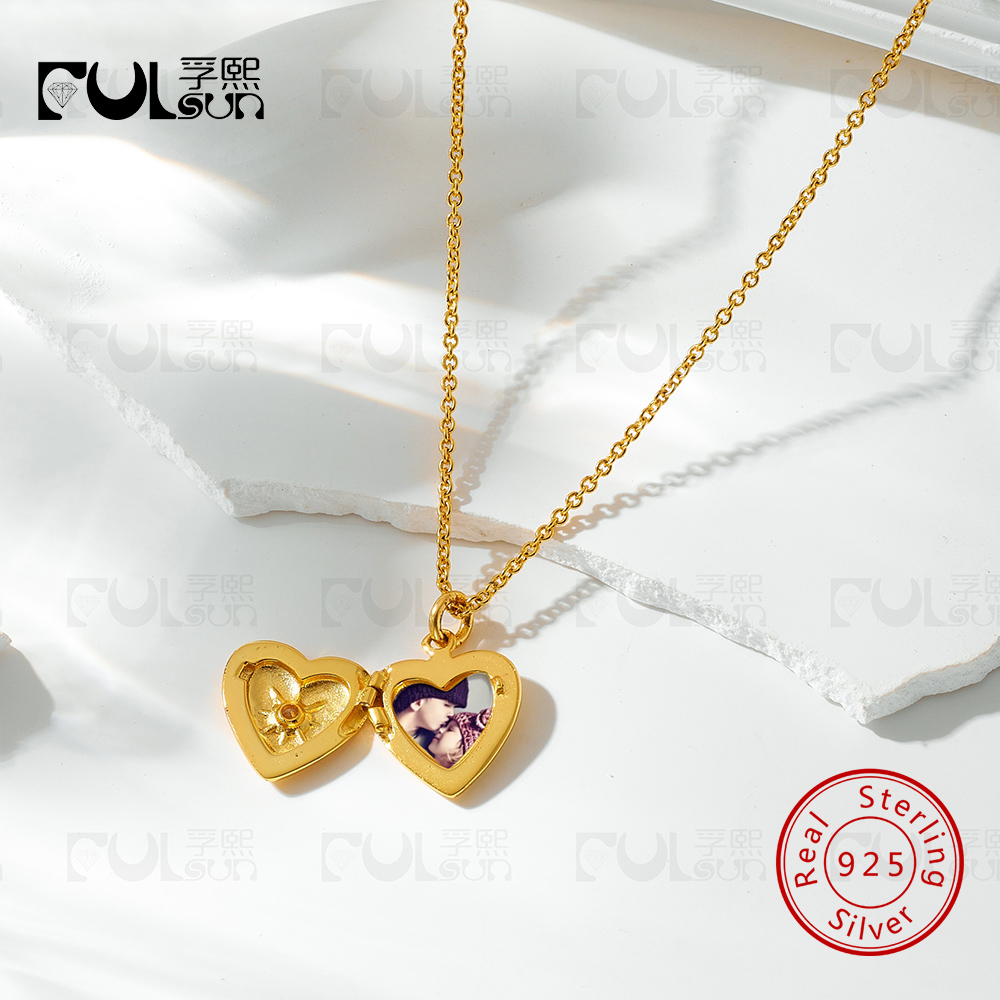 Heart Locket Necklace Photo - 925 Ayar Gümüş, 14 Ayar Altın