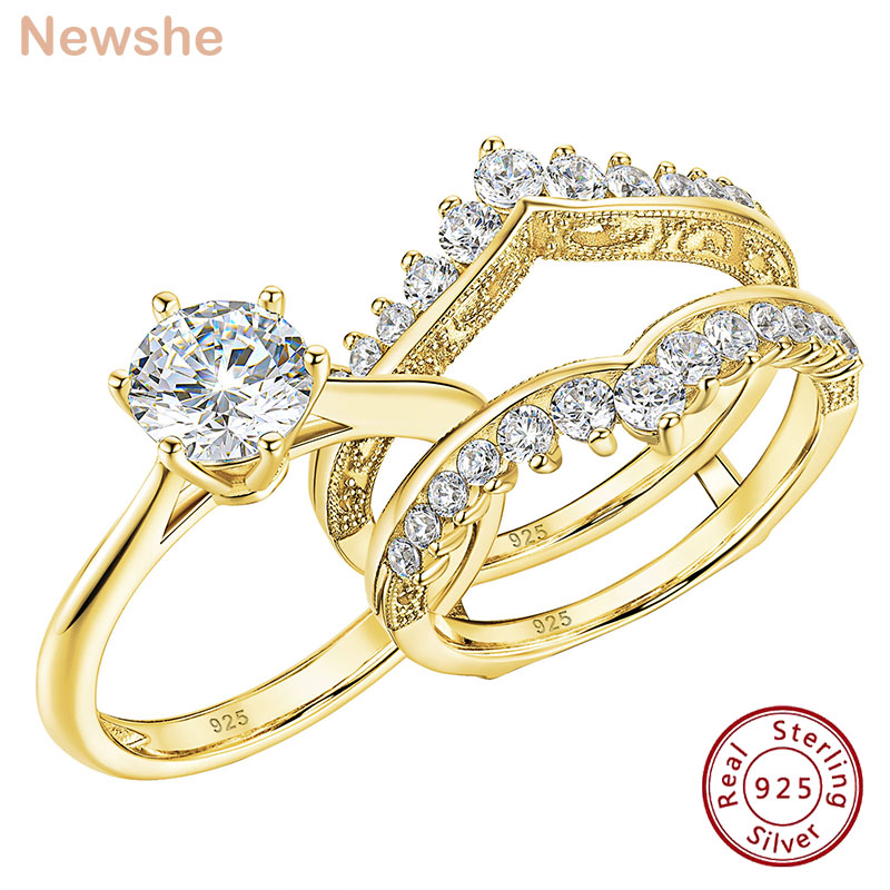 Moissanite Engagement Ring 1 Carat - Newshe 14k Sarı Altın Kaplama Kadınlar