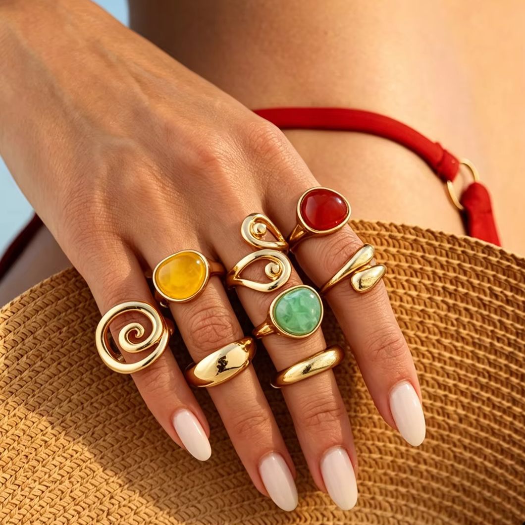 Vintage Punk Knuckle Rings Set - DIEZI Hip Hop 8'li Set Reçine
