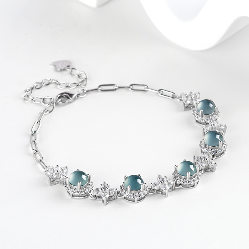 Bracelets - Mavi Myanmar Jadeit Bilezik Doğal Birmanya