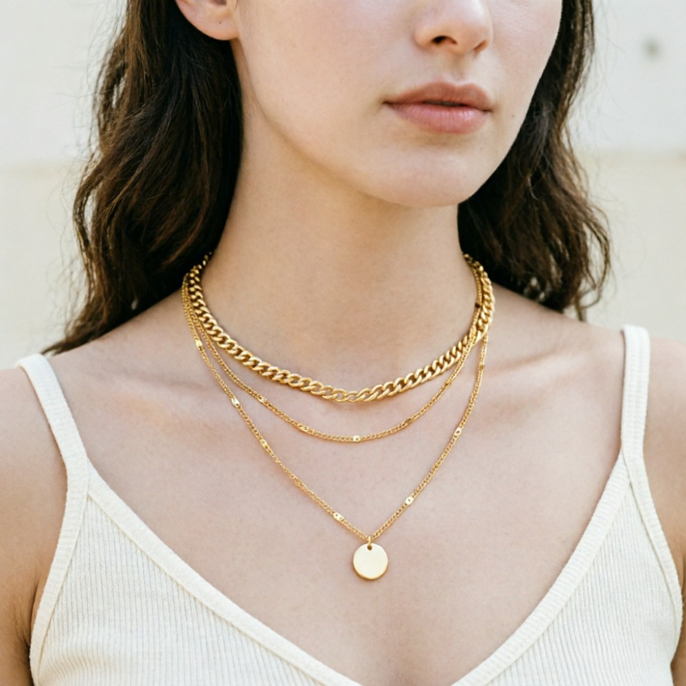 Layered Pendant Necklace Aesthetic - Estetik Moda Retro Vintage Katmanlı Kolye