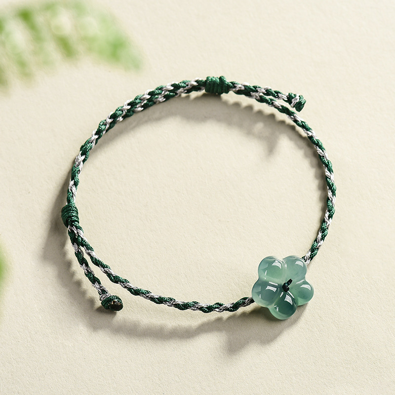 Bracelets - Birmanya Jadeite Çiçek Bilezik Doğal Yeşim