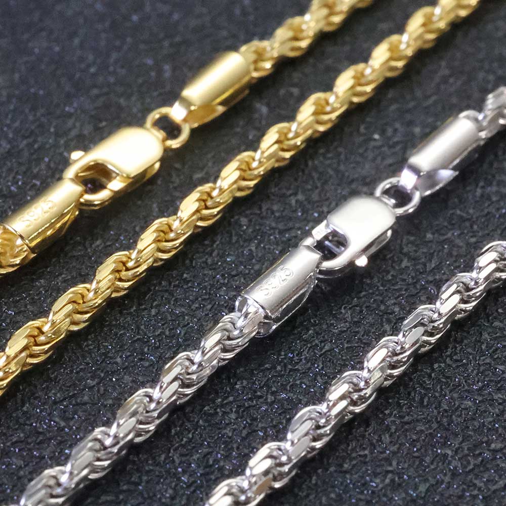 925 Sterling Silver Chain Necklace Men - ESKEEM 3 MM/5mm Erkek Kadın PVD