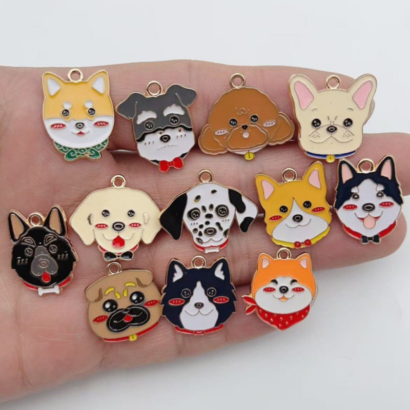 Earrings - 12 adet karikatür evcil hayvan benekli