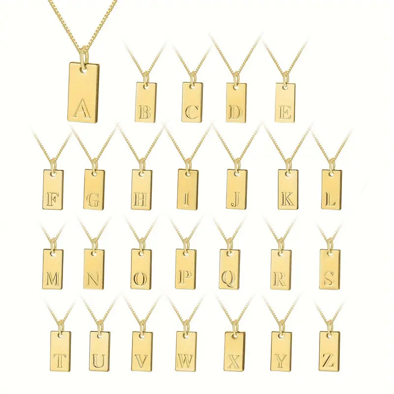 Initial Letter Necklace 18K Gold - Minik Kare 26 İlk Harfler Etiketi