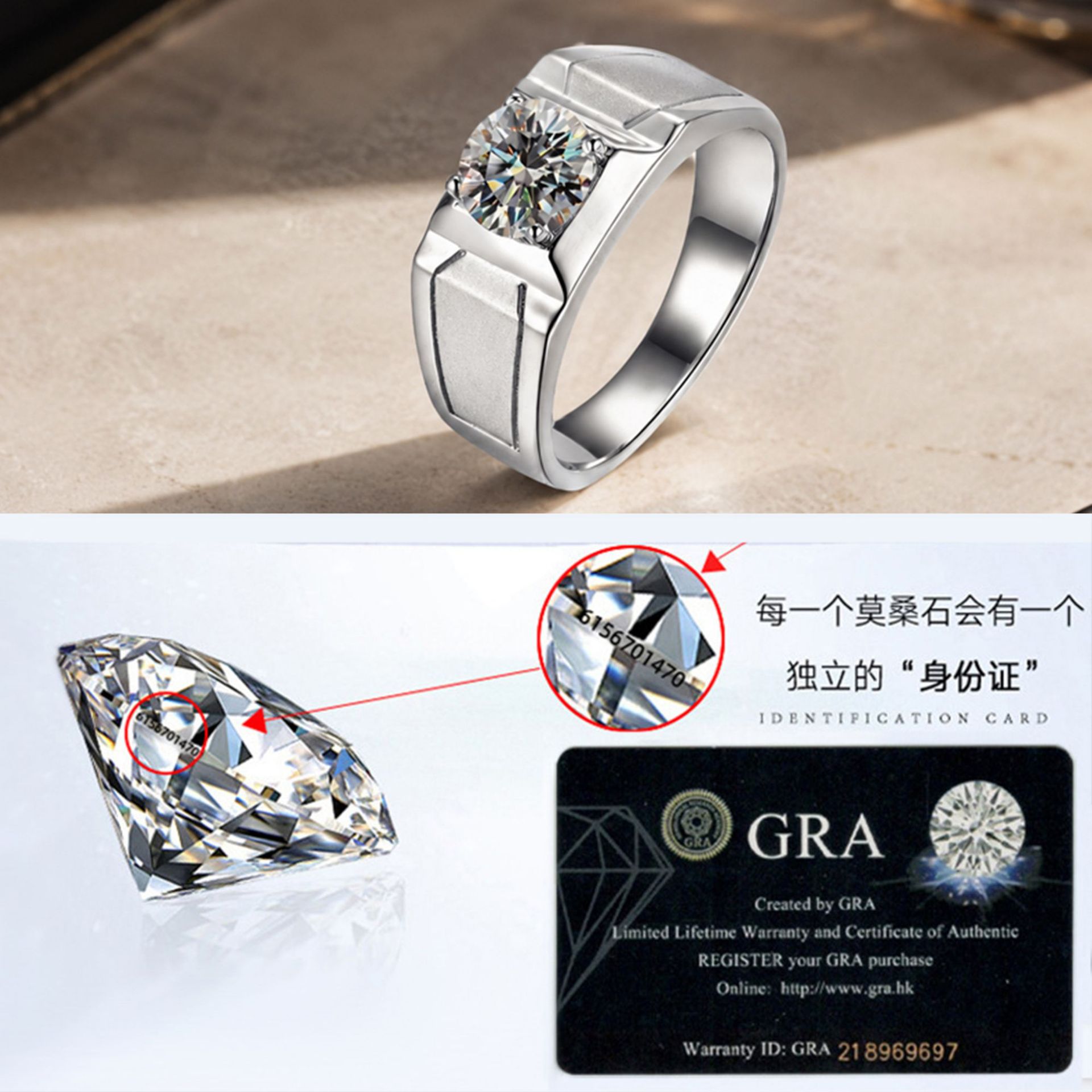 Çok satan s925 ayar gümüş yüzü - Moissanite Engagement Ring 1 Carat incelemesi ve fiyatı