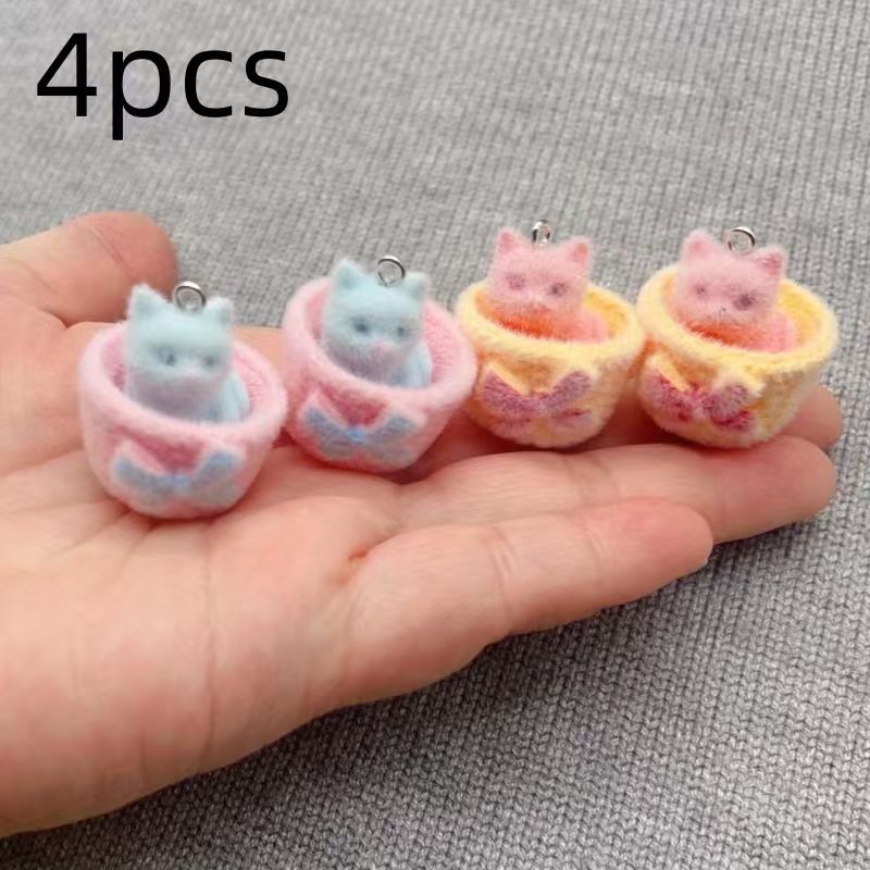 4 adet 3D peluş reçine kedi ko - Earrings incelemesi ve fiyatı