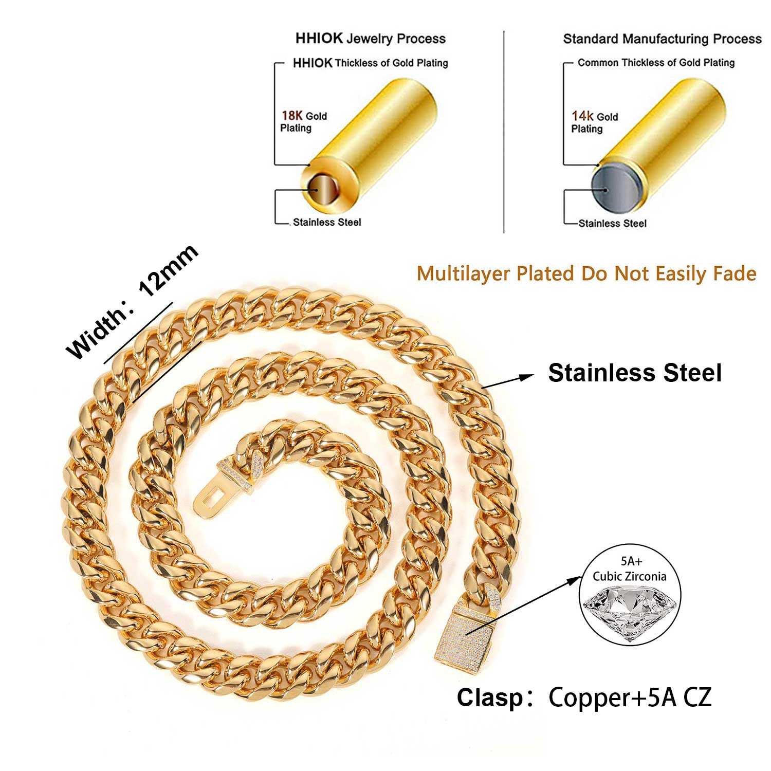 12mm Miami erkek küba Link zin - Cuban Link Chain 12Mm incelemesi ve fiyatı