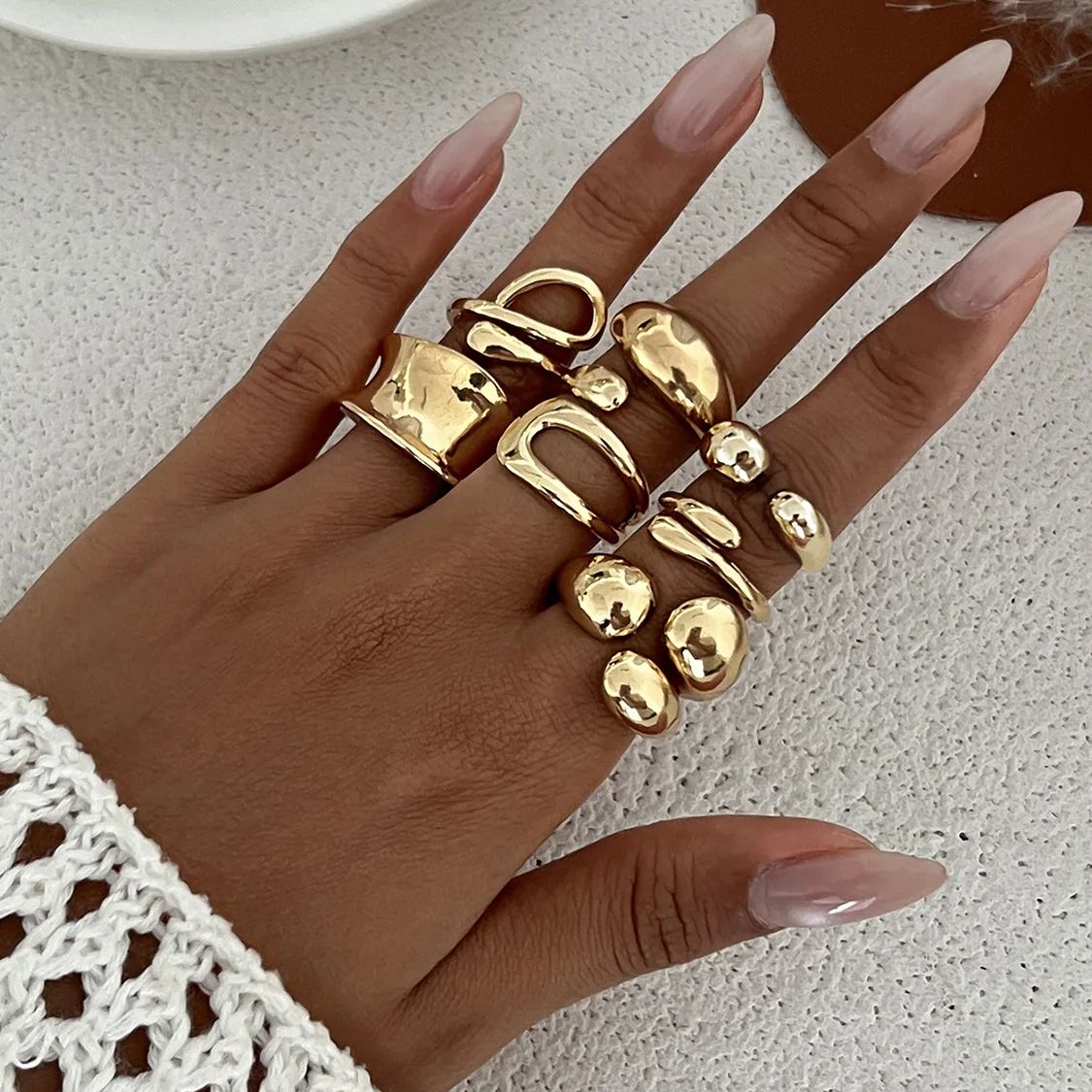 DIEZI Bir Set Moda Hollow Geom - Vintage Punk Knuckle Rings Set incelemesi ve fiyatı