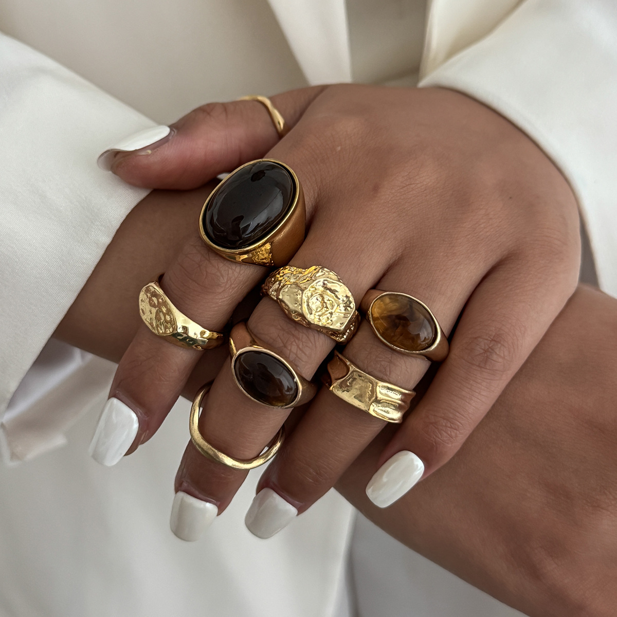 8 adet/takım Vintage Amber Rhi - Vintage Punk Knuckle Rings Set incelemesi ve fiyatı