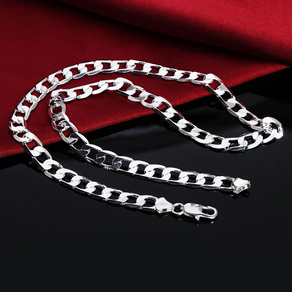 Whosale 925 ayar gümüş 6MM 18K - 925 Sterling Silver Chain Necklace Men incelemesi ve fiyatı