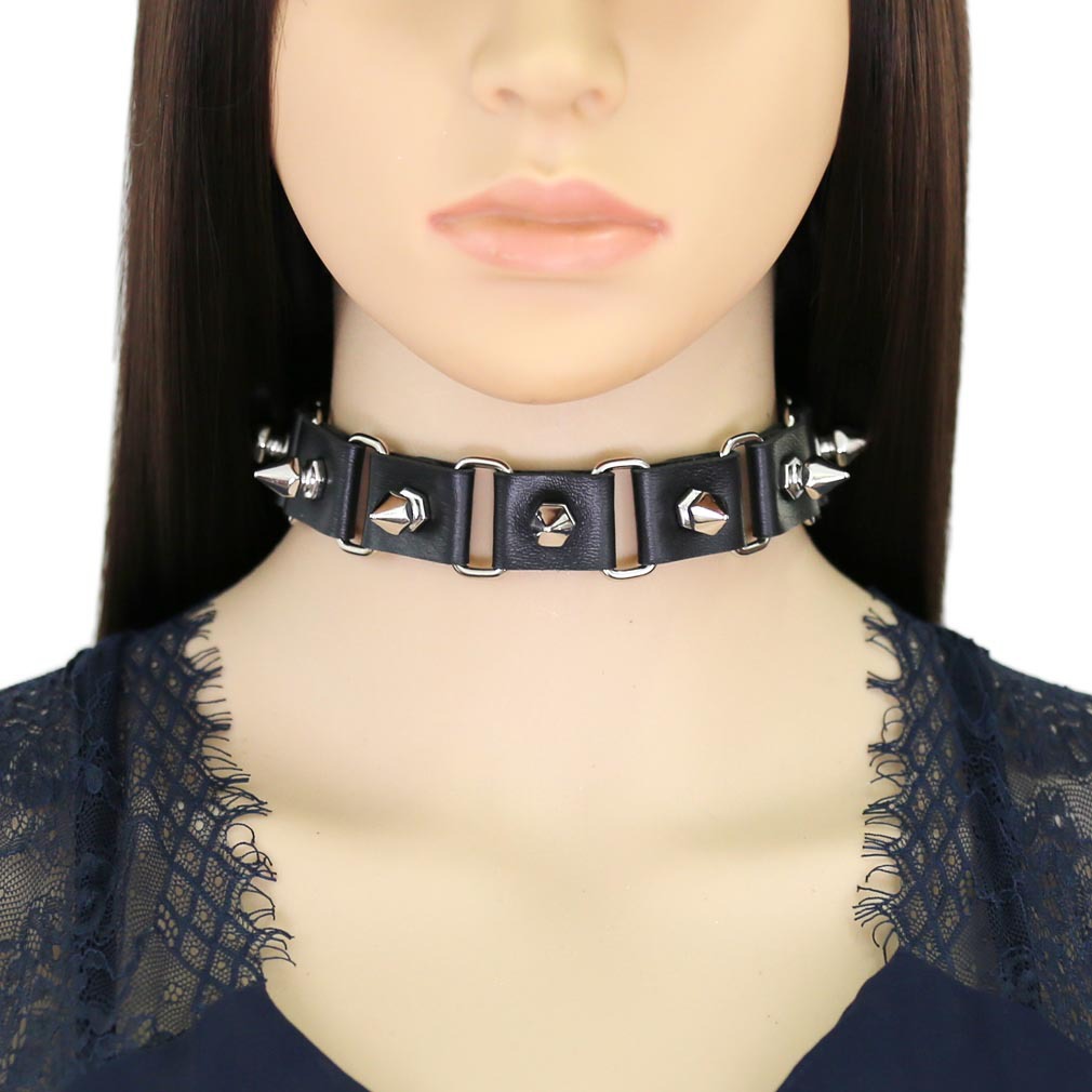 Siyah deri kalp gerdanlık yaka - Goth Punk Spike Choker incelemesi ve fiyatı