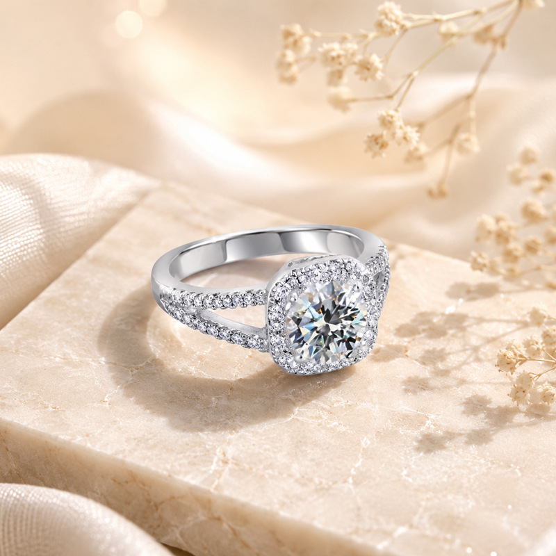 Çok satan, %100 S925 gümüşten  - Moissanite Engagement Ring 1 Carat incelemesi ve fiyatı