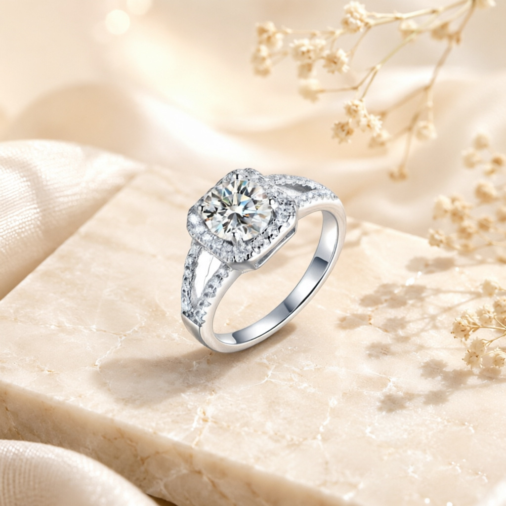 Çok satan, %100 S925 gümüşten  - Moissanite Engagement Ring 1 Carat incelemesi ve fiyatı