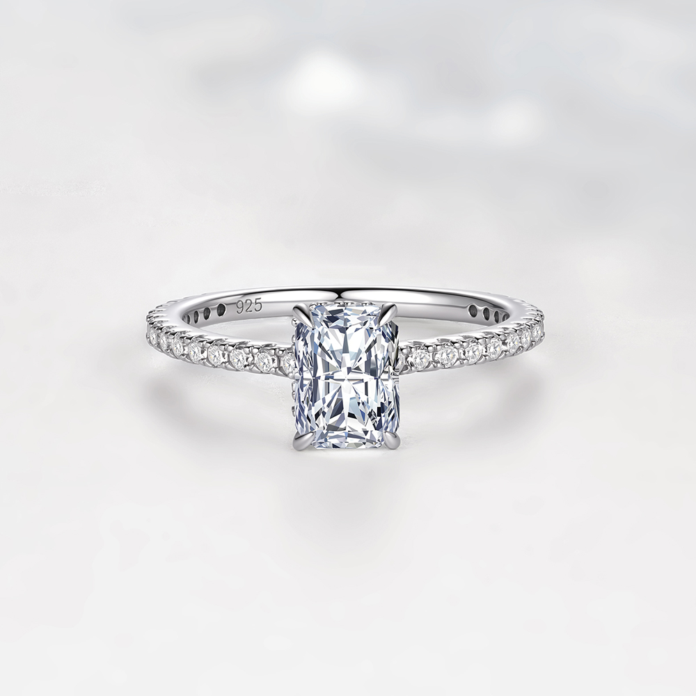 S925 Ayar Gümüş Sade Dört Çata - Moissanite Engagement Ring 1 Carat incelemesi ve fiyatı