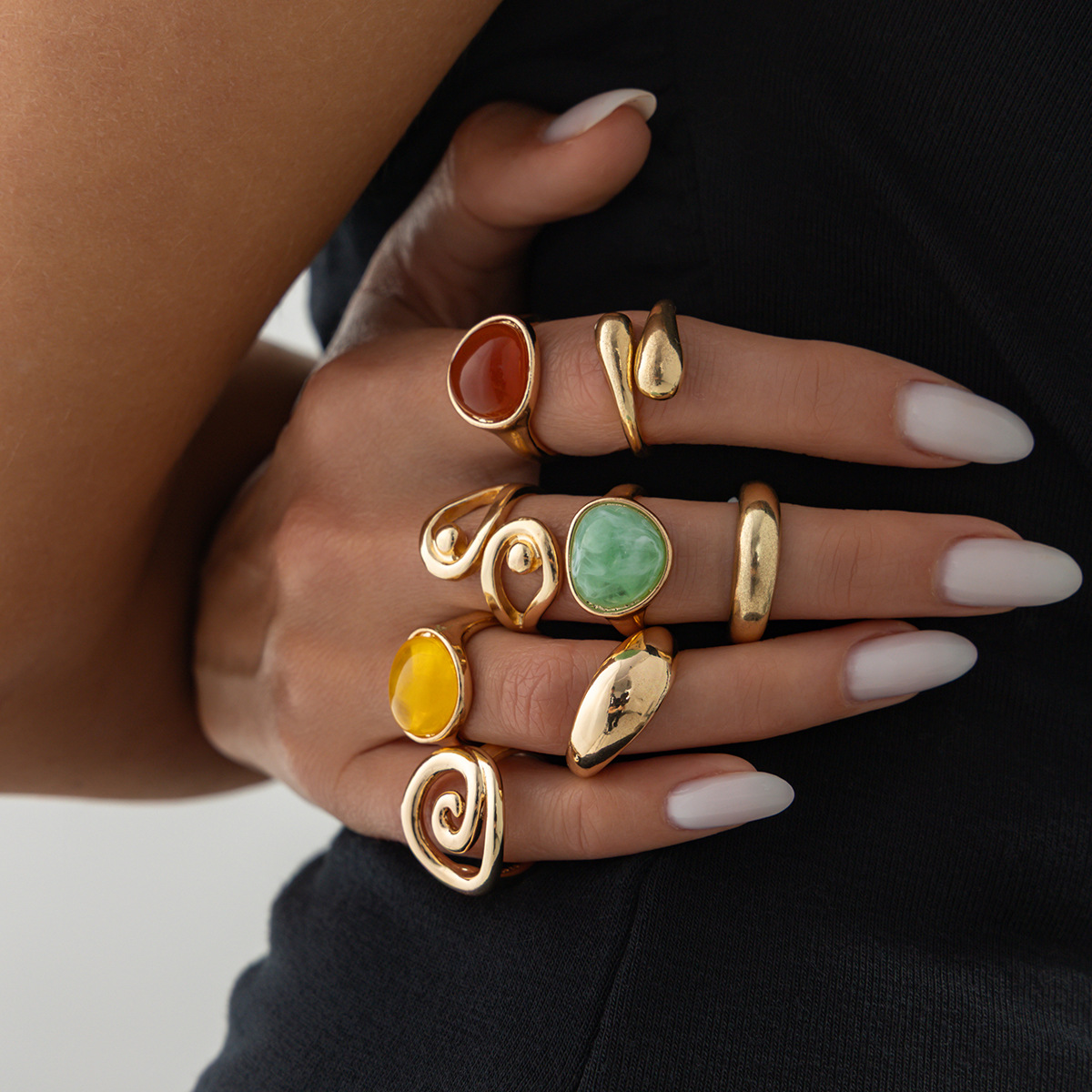DIEZI Hip Hop 8'li Set Reçine  - Vintage Punk Knuckle Rings Set incelemesi ve fiyatı