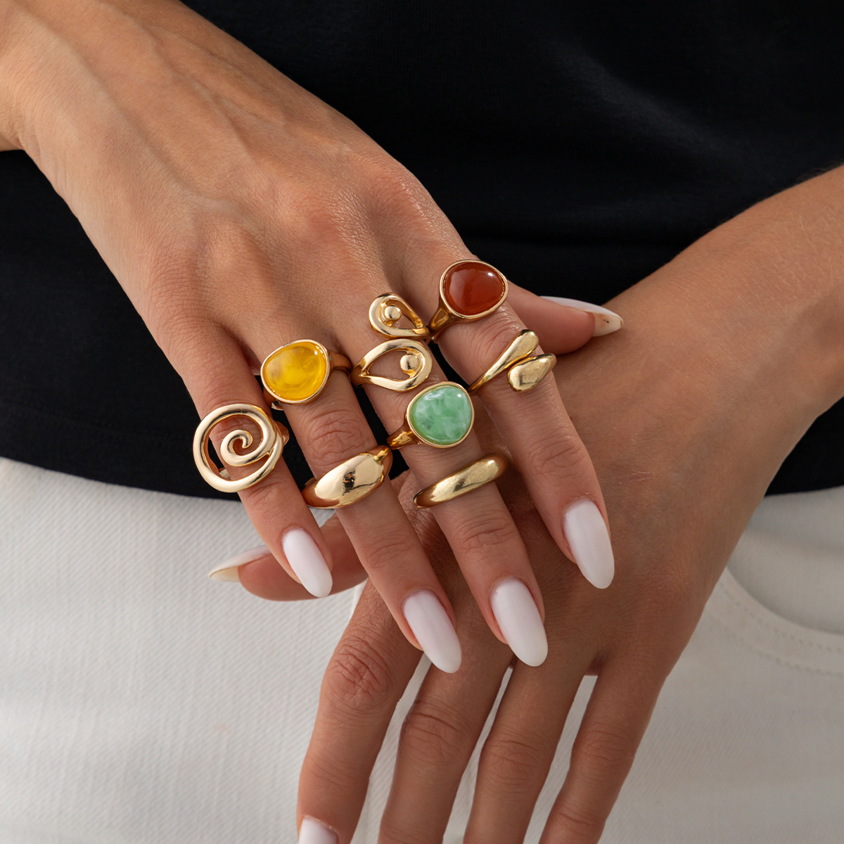 DIEZI Hip Hop 8'li Set Reçine  - Vintage Punk Knuckle Rings Set incelemesi ve fiyatı