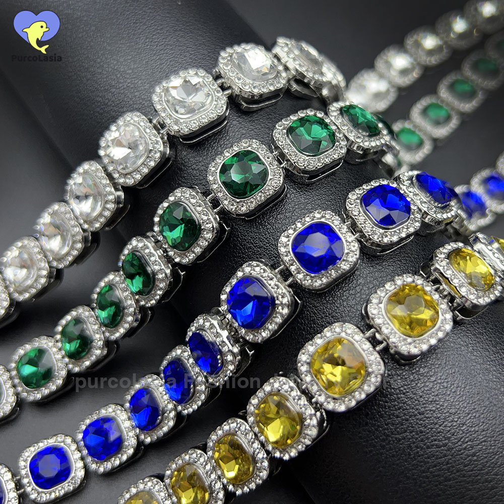 Parlak Çok Renkler Buzlu Out B - Cuban Link Chain 12Mm incelemesi ve fiyatı