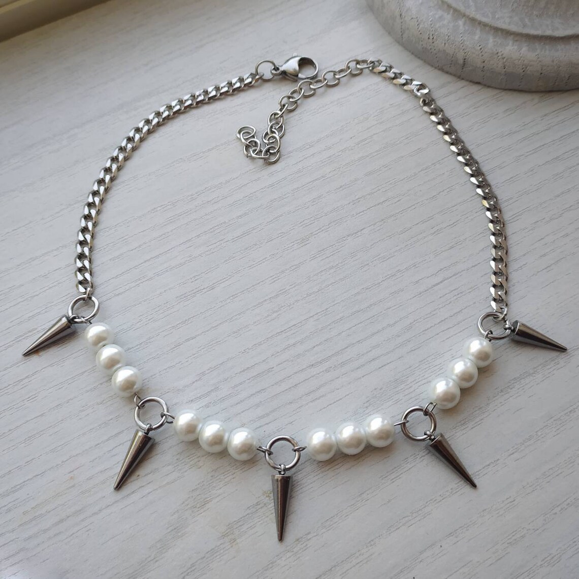 Egirl inci başak kolye DIY tas - Goth Punk Spike Choker incelemesi ve fiyatı