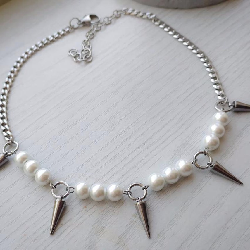 Egirl inci başak kolye DIY tas - Goth Punk Spike Choker incelemesi ve fiyatı