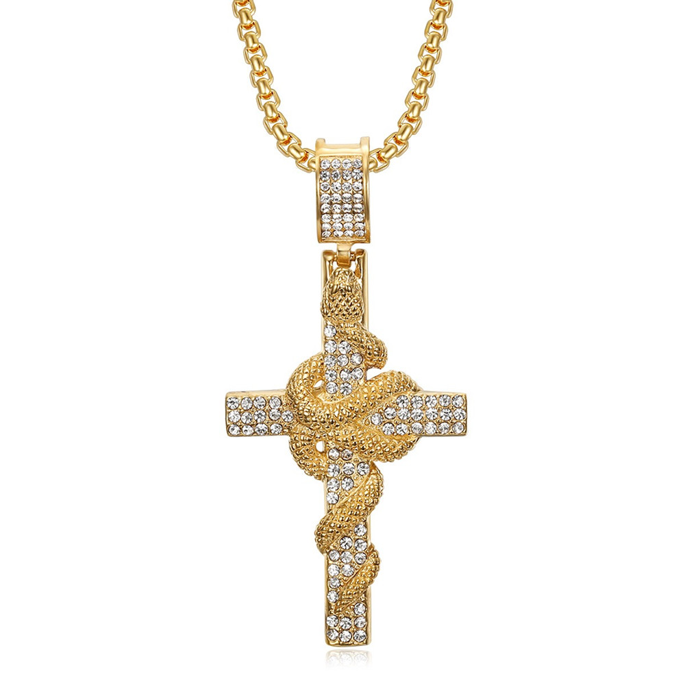 Yılan Desenli Oyma Paslanmaz Ç - Cross Pendant Necklace Gold incelemesi ve fiyatı