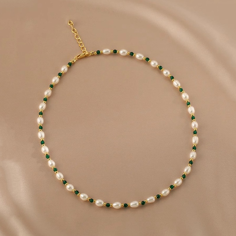 Minar Zarif Yeşil Renkli Cam B - Pearl Choker Necklace Vintage incelemesi ve fiyatı
