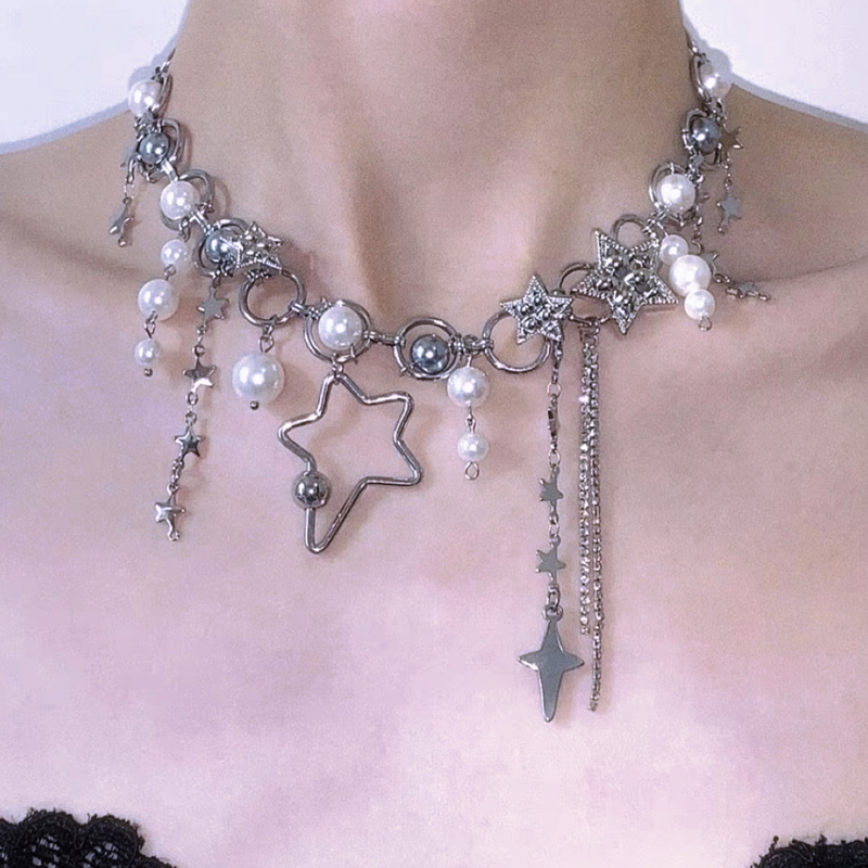 Y2K takı inci ekleme yıldız zi - Pearl Choker Necklace Vintage incelemesi ve fiyatı