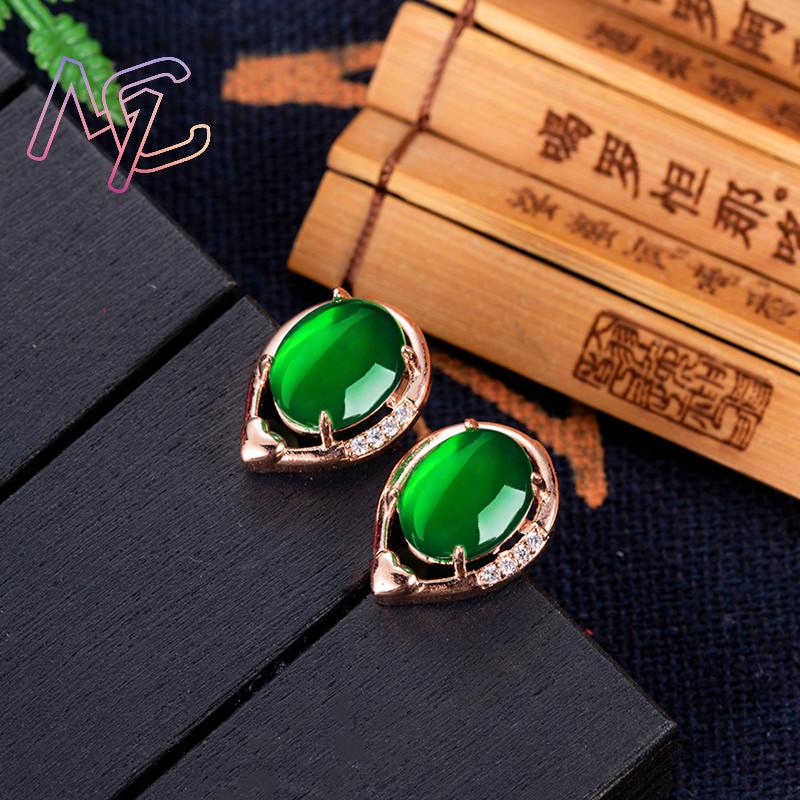 Doğal yeşim çiçek küpe taş kul - Earrings incelemesi ve fiyatı