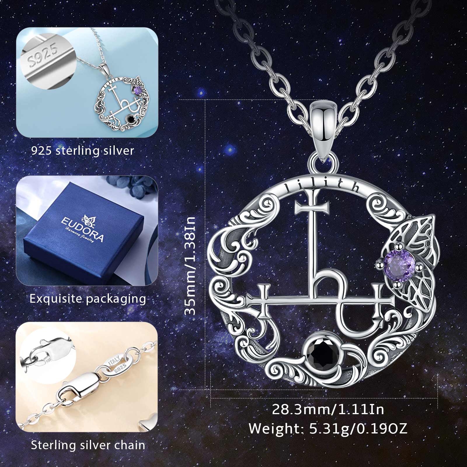 Eudora 925 Ayar Gümüş Lilith S - 925 Sterling Silver Chain Necklace Men incelemesi ve fiyatı