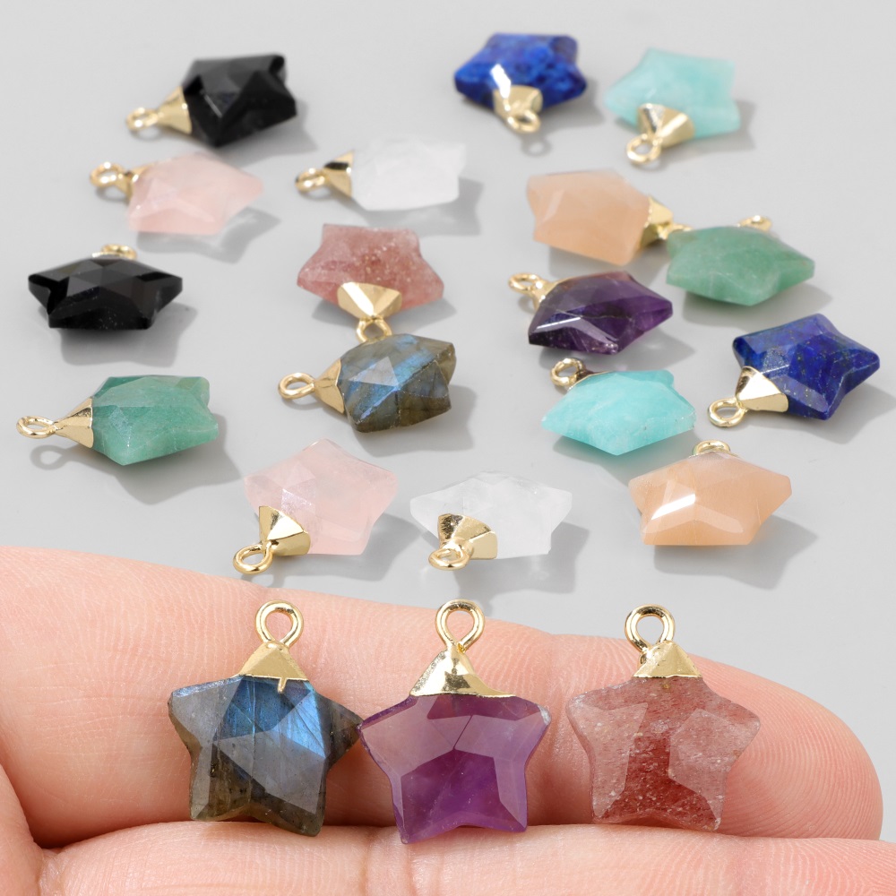 2 adet yıldız şekli taş kolye  - Crystal Pendant Necklace Natural Stone incelemesi ve fiyatı