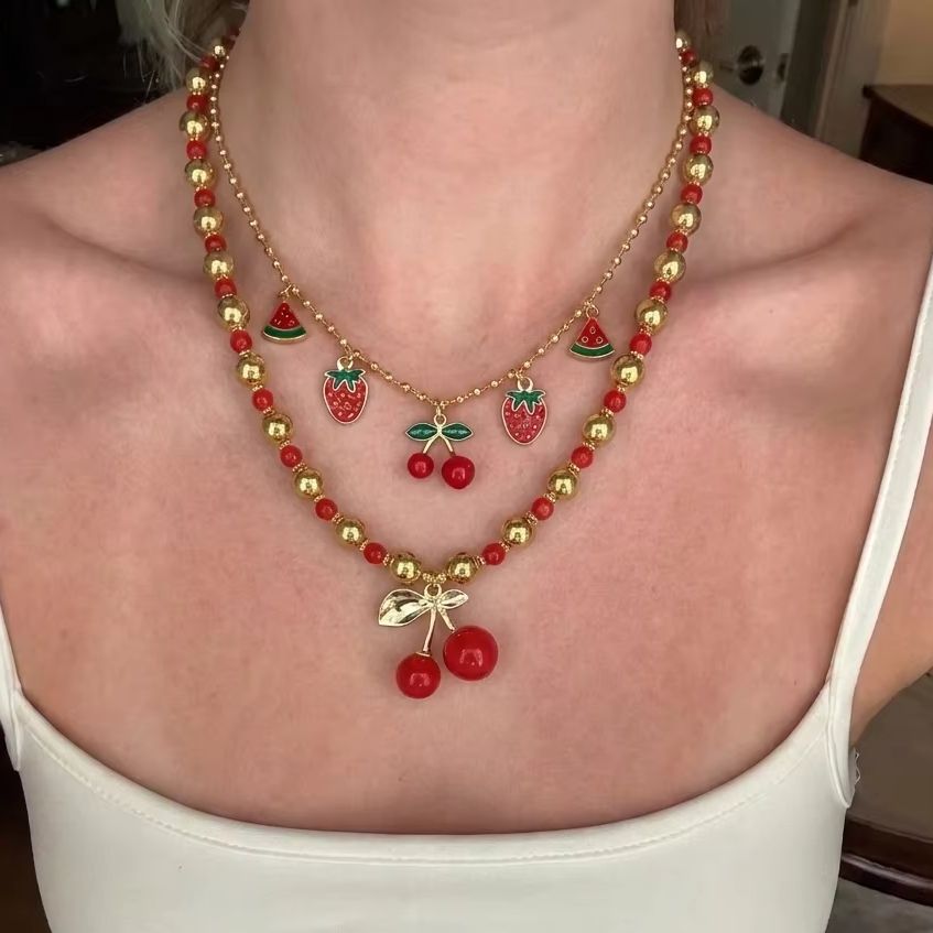 Kadınlar için Şık Kırmızı Kira - Layered Pendant Necklace Aesthetic incelemesi ve fiyatı